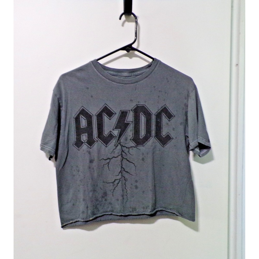 AC/DC Gray & Black Lettering Pull Over Short Sleeves Cotton T-Shirt Size SP